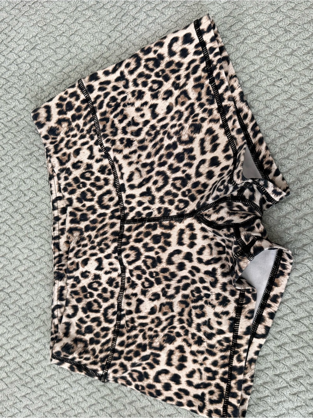 Savage Barbell Leopard Print Athletic Boyshorts - Nude & Black